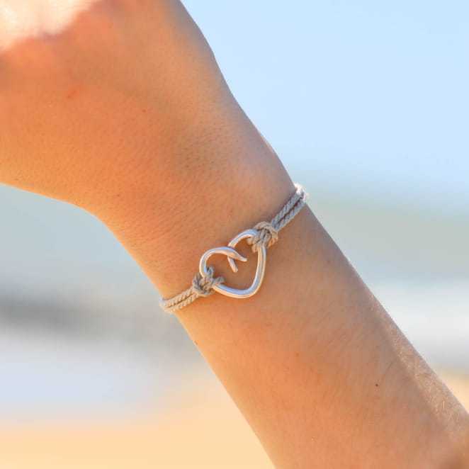 bracelet Fimo argenté lin, création artisanale française