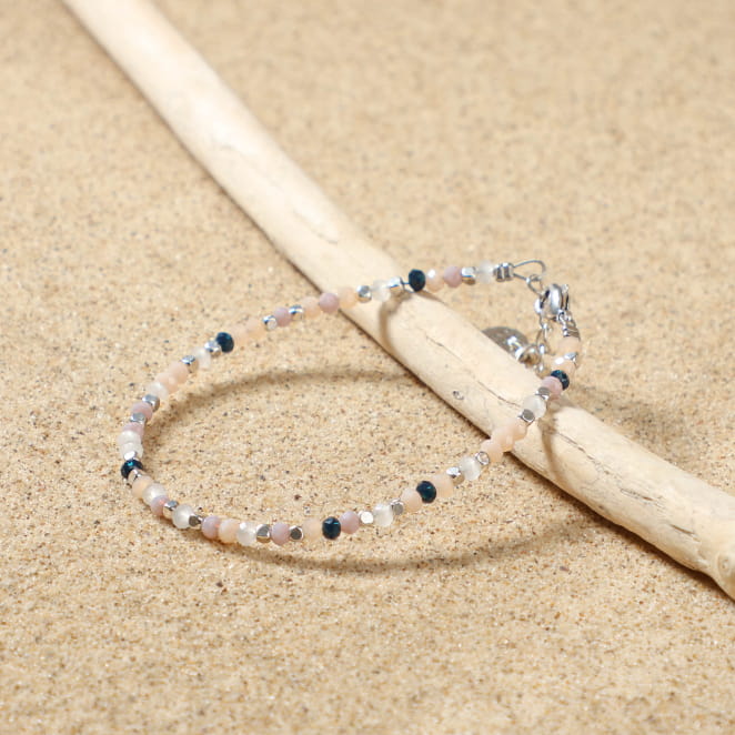 Bracelet Ginevra en métal plaqué argent et perles multicolores, création française éclatante