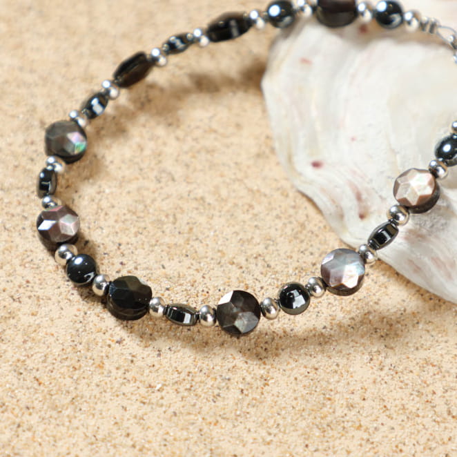 Bracelet Ines gris foncé et argenté, création artisanale française