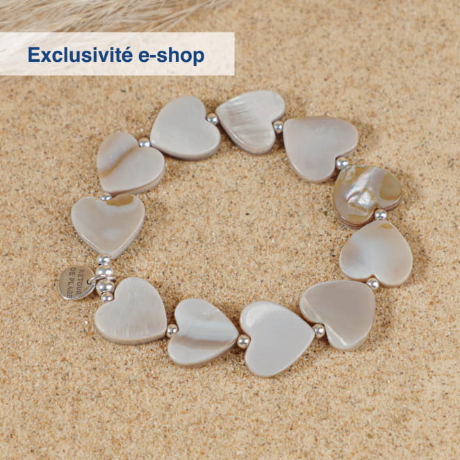 Bracelet gris en perles et métal argenté, fait à la main en France