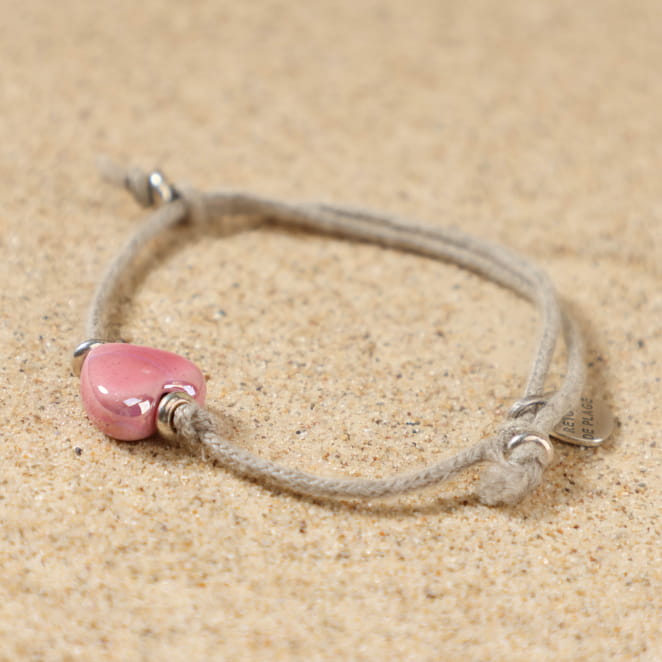 bracelet Mousse argenté rose, création artisanale française