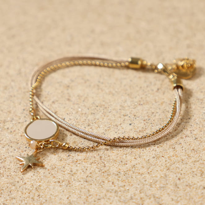 bracelet Ouest doré beige, création artisanale française