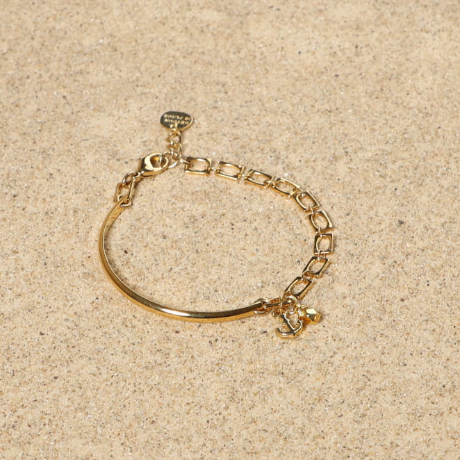 bracelet port doré avec petite ancre marine
