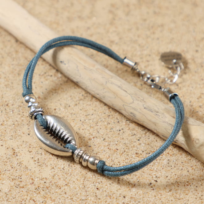 bracelet Seignosse argenté bleu Montana, création artisanale française