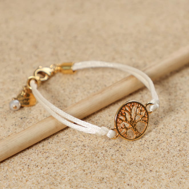 bracelet Vie doré blanc, bijou artisanal fabriqué en France
