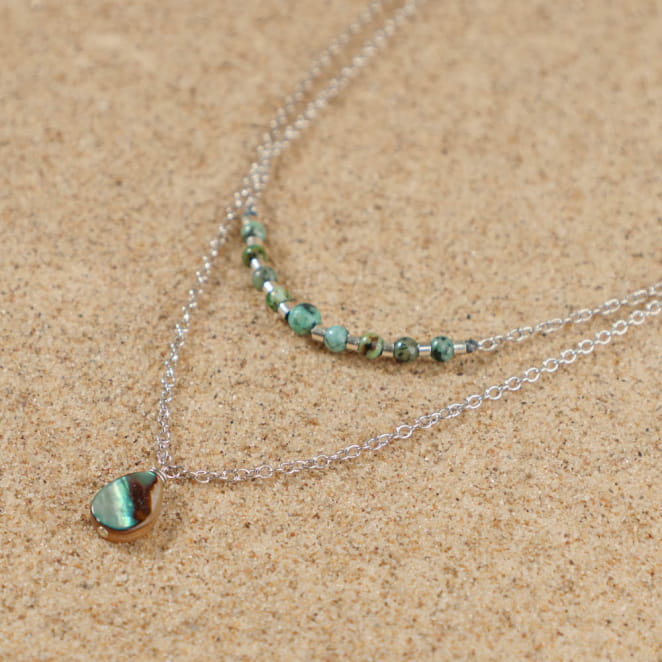 Collier fin et coloré Estelle avec chaîne argentée, bijou artisanal français