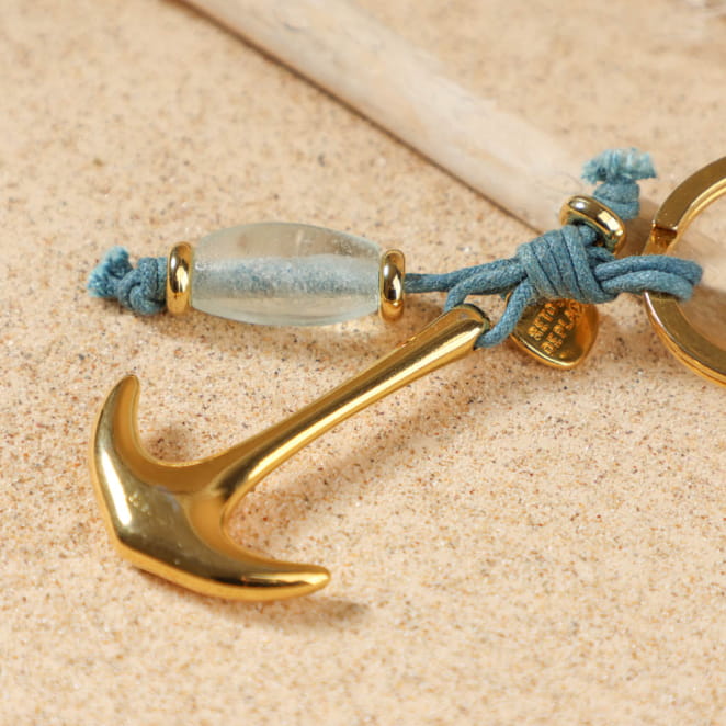 Porte-clés Bourcefranc avec perles transparentes et finitions dorées, fait main en France