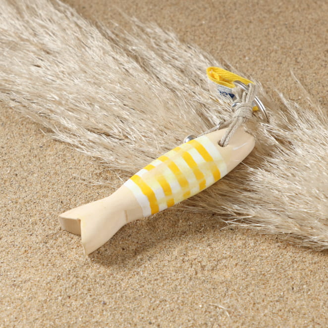 Porte-clés Colin argenté et corde jaune, fabriqué artisanalement en France.