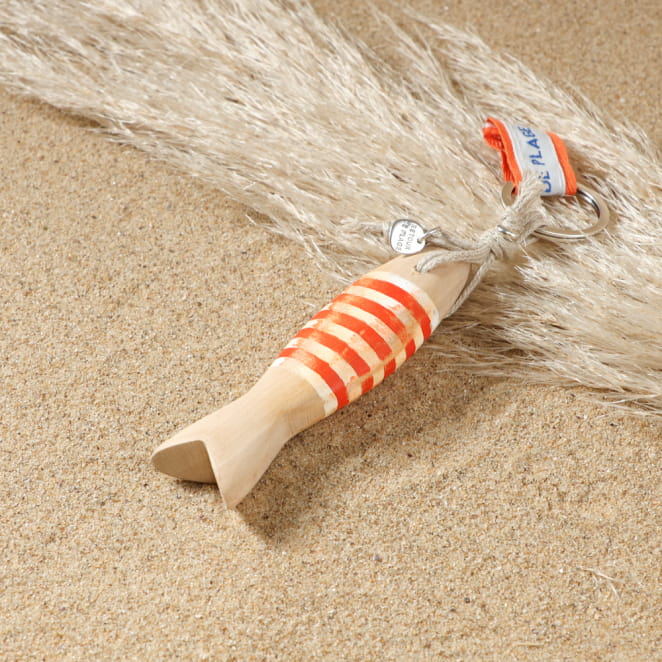 Porte-clés Colin argenté et corde orange, fabrication artisanale française.