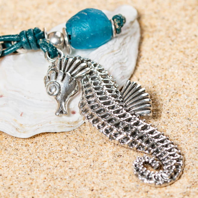 Porte-clés, porte-clefs Amanda argenté et bleu turquoise