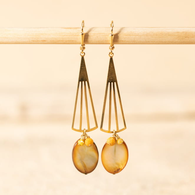 Boucles d'oreilles Panka doré et moutarde