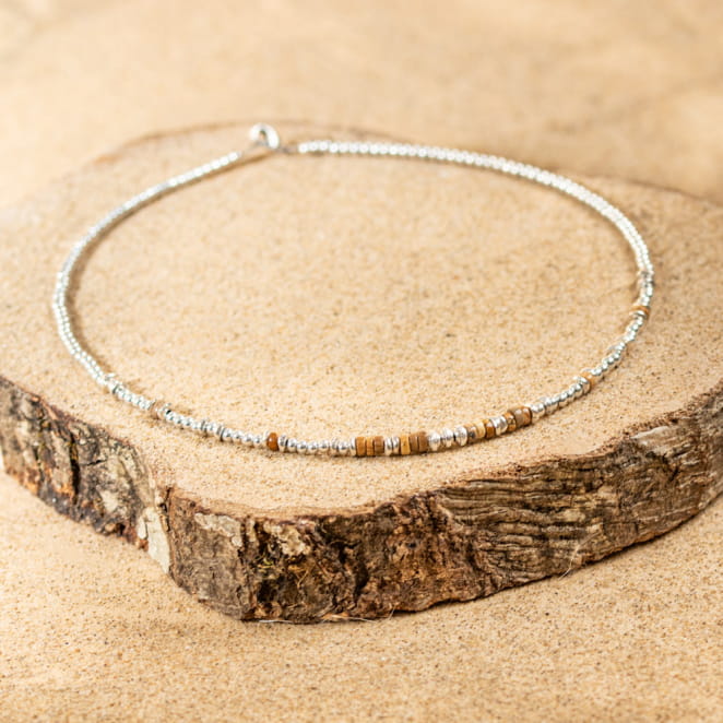 Collier pour homme Maestro argenté et marron