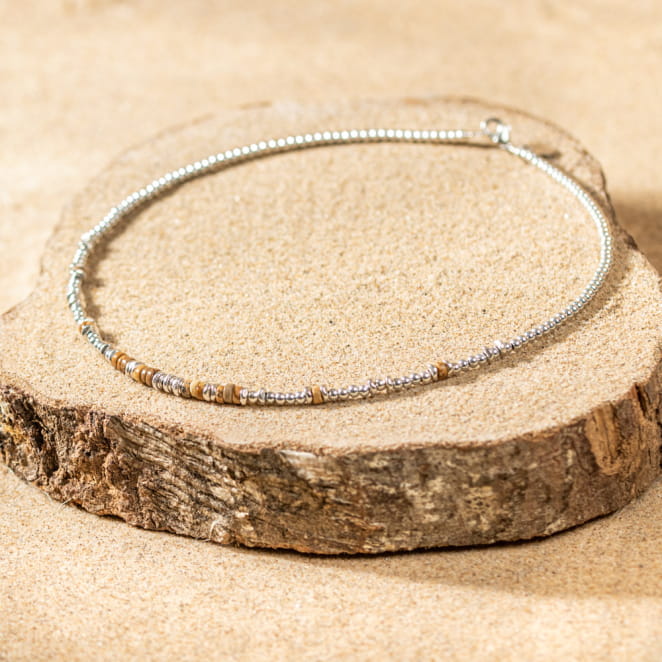 Collier pour homme Maestro argenté et marron