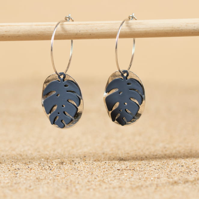 BOUCLES D'OREILLES  créoles  FEUILLETTE