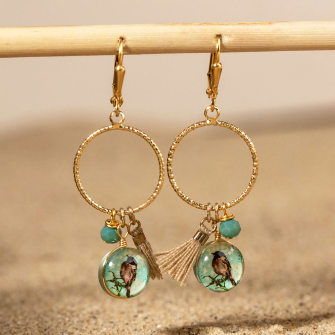 BOUCLES D'OREILLES FEMME SOIE