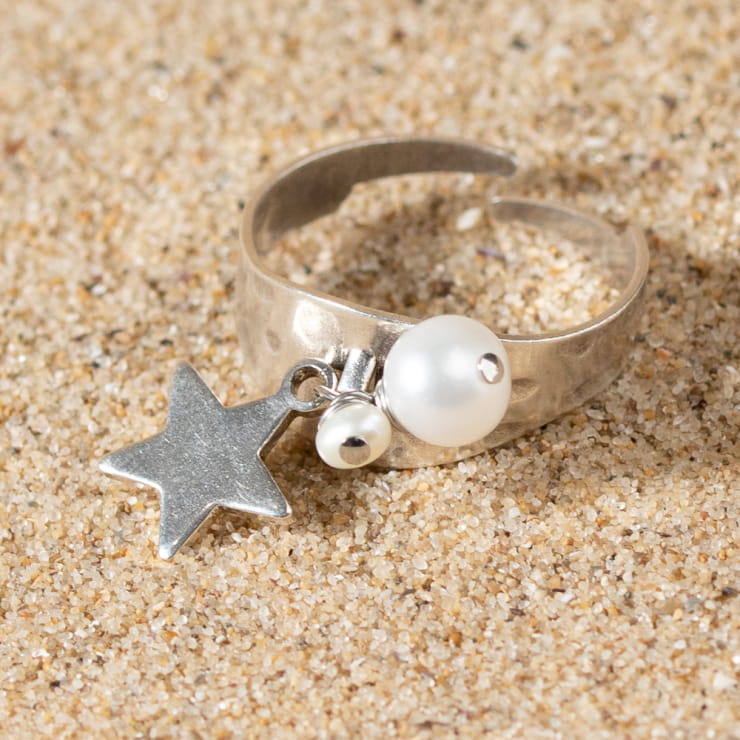 Bague Réglable Vintage Satellite Espéranza - Bronze Avec Strass Et émaux Roses - Bijou Rétro Femme - Occasion à Restaurer