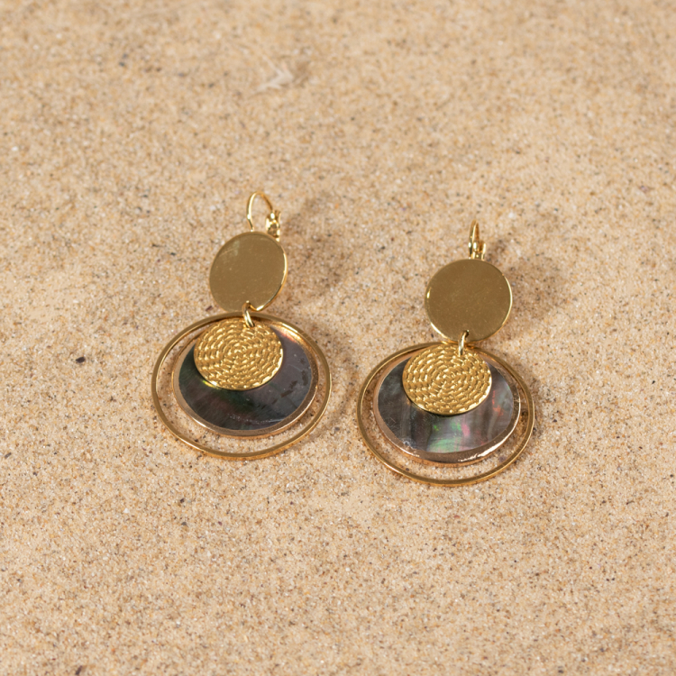 Boucles D'oreilles Trèfle Or 750/1000 Diamants & Nacre | Bijouterie