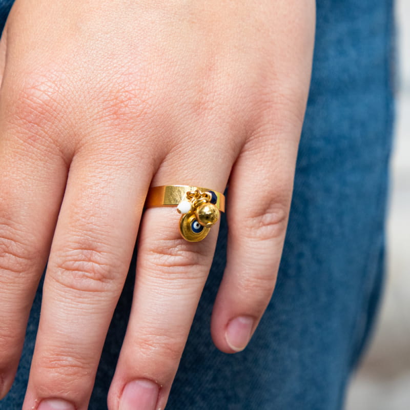 Bague reglable dore pour femme le modele Grece Retour de plage