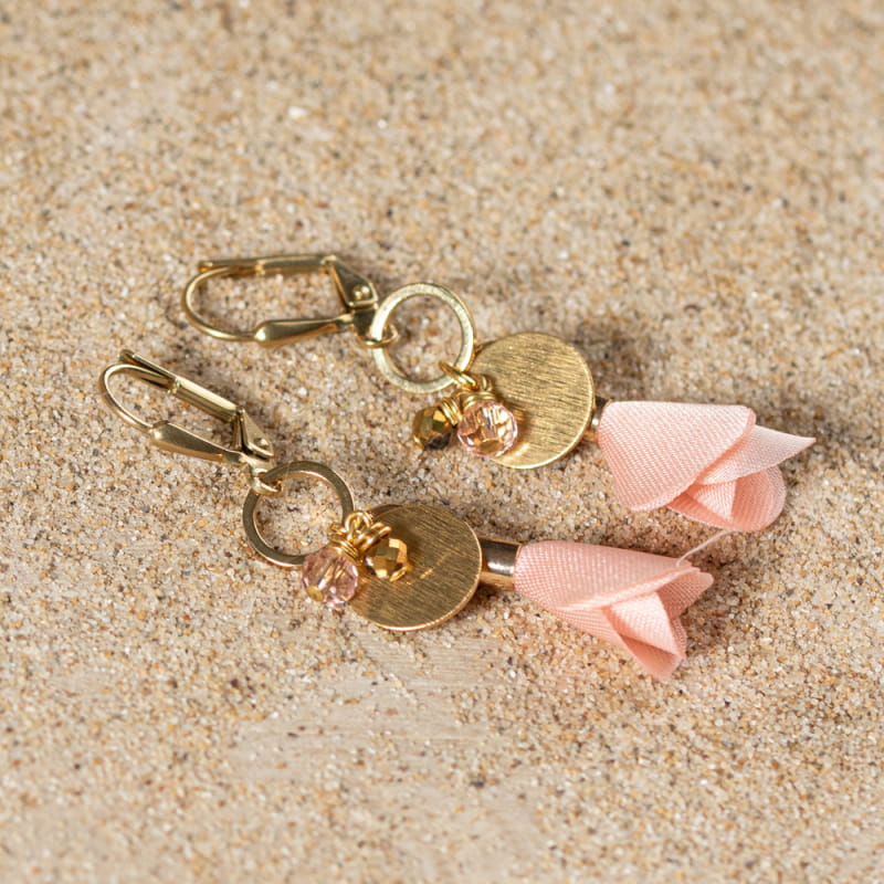 Boucles D'oreilles Thème Mer/océan Rose - Environ 8 Cm - Dormeuses - Neuf Avec étiquettes