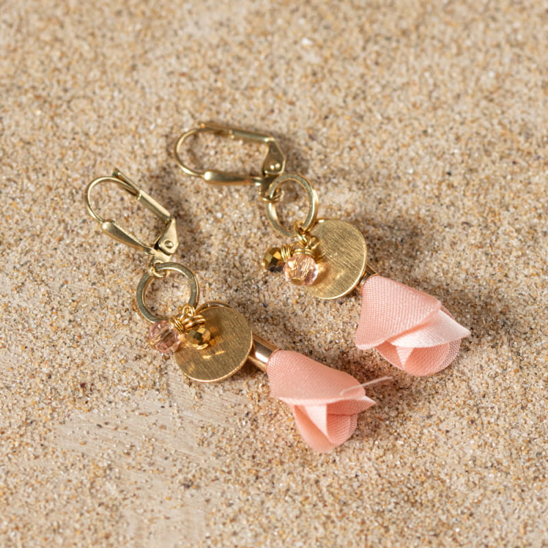 Boucles D'oreilles Thème Mer/Océan - Couleur Rose, Longueur ~8cm - Dormeuses - Neuf Avec étiquettes