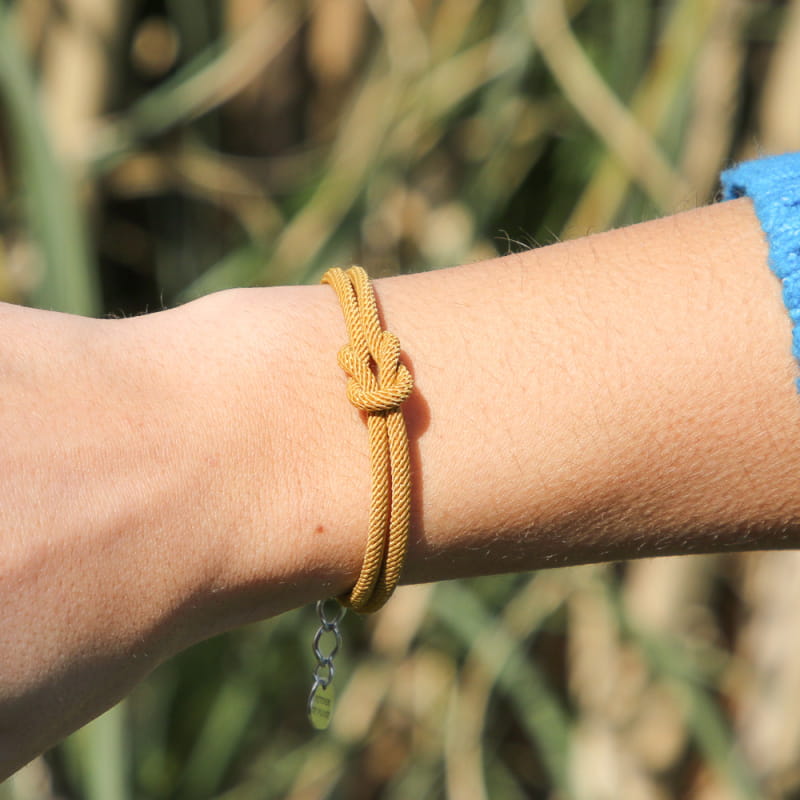 Bracelet Couple argent et moutarde Retour de plage