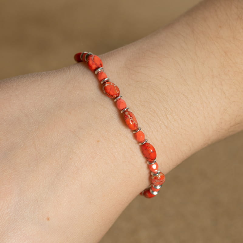 Bracelet Grenade en perles corail Retour de plage