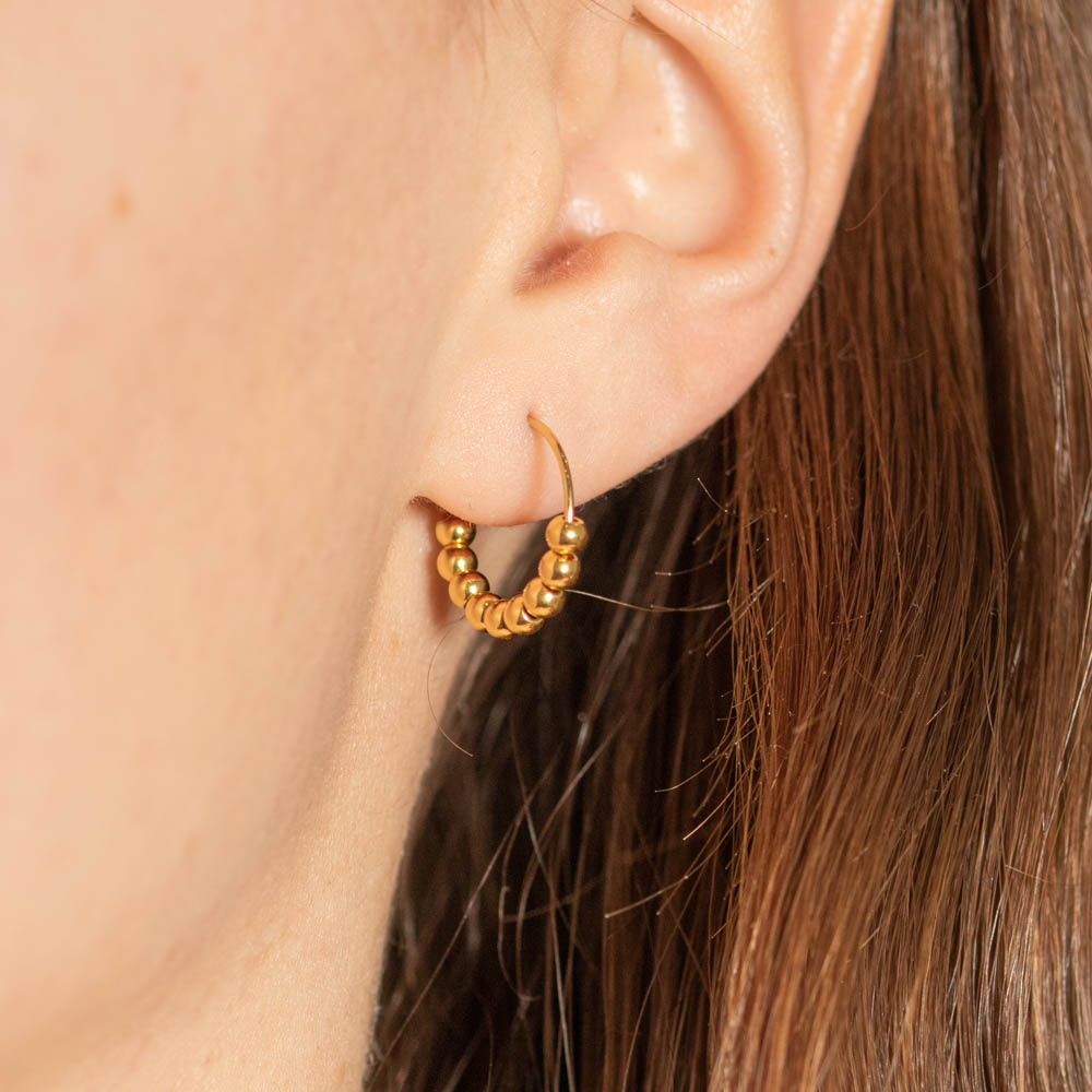 Boucles D'oreilles Puces Boules 3mm Acier Doré - Marque Petugons - Neuf Avec étiquettes