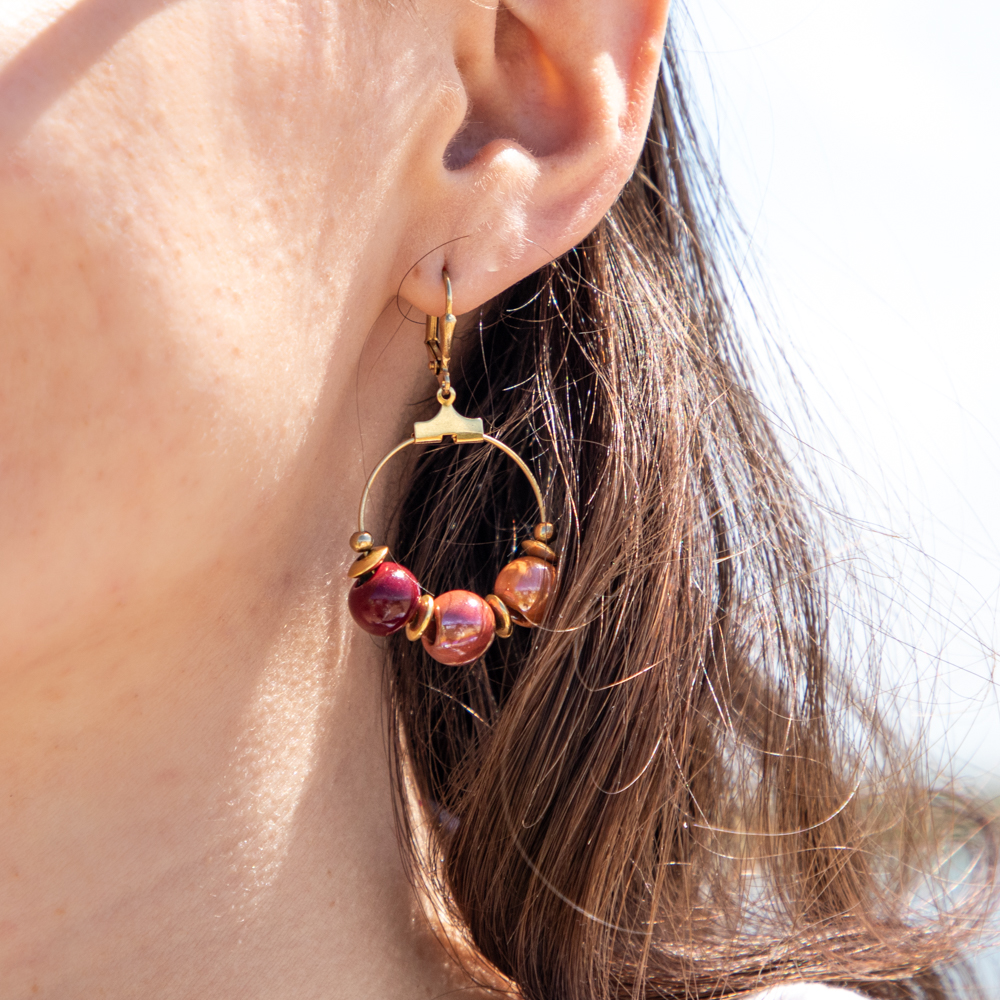 Boucles D'oreilles Originales En Cuir Jaune Curry/moutarde/citron - Clip Possible - Neuf Avec étiquettes