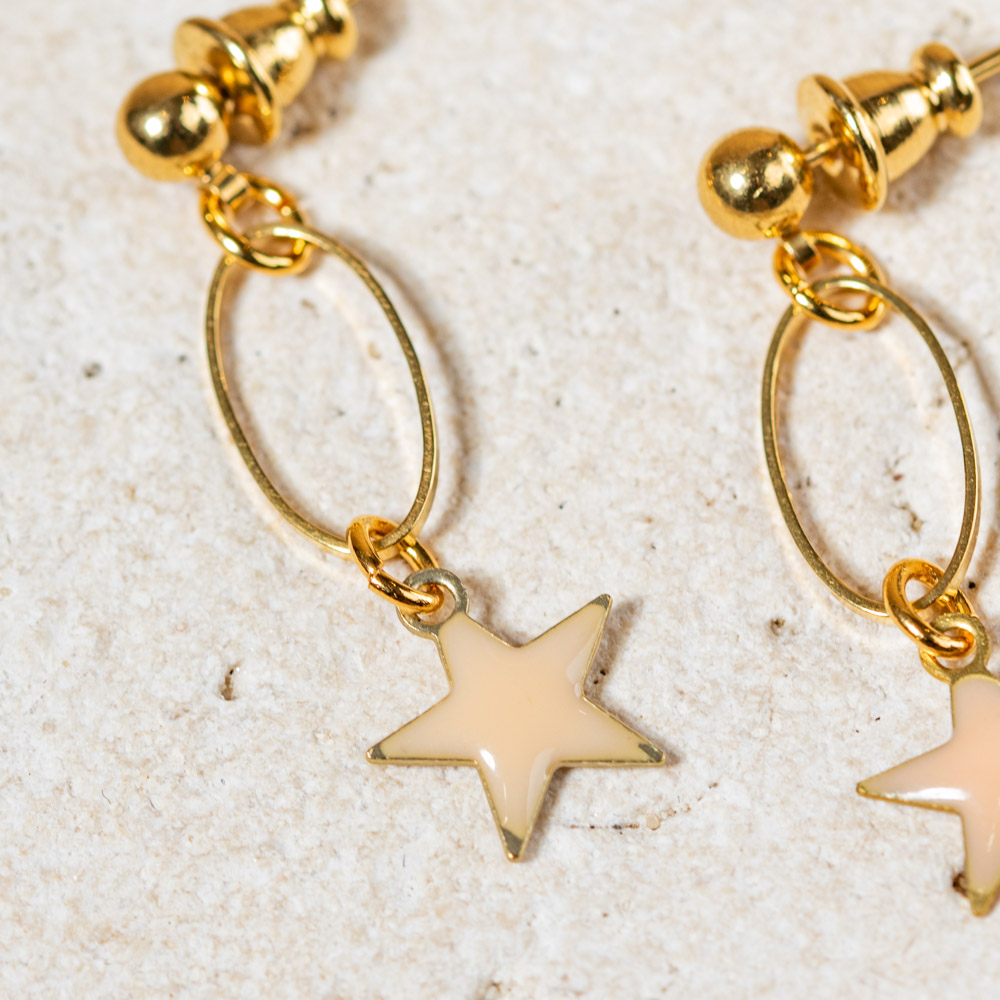 Boucles D'oreilles Fantaisie étoiles Avec Cristal - Argenté - Clous Pour Femme