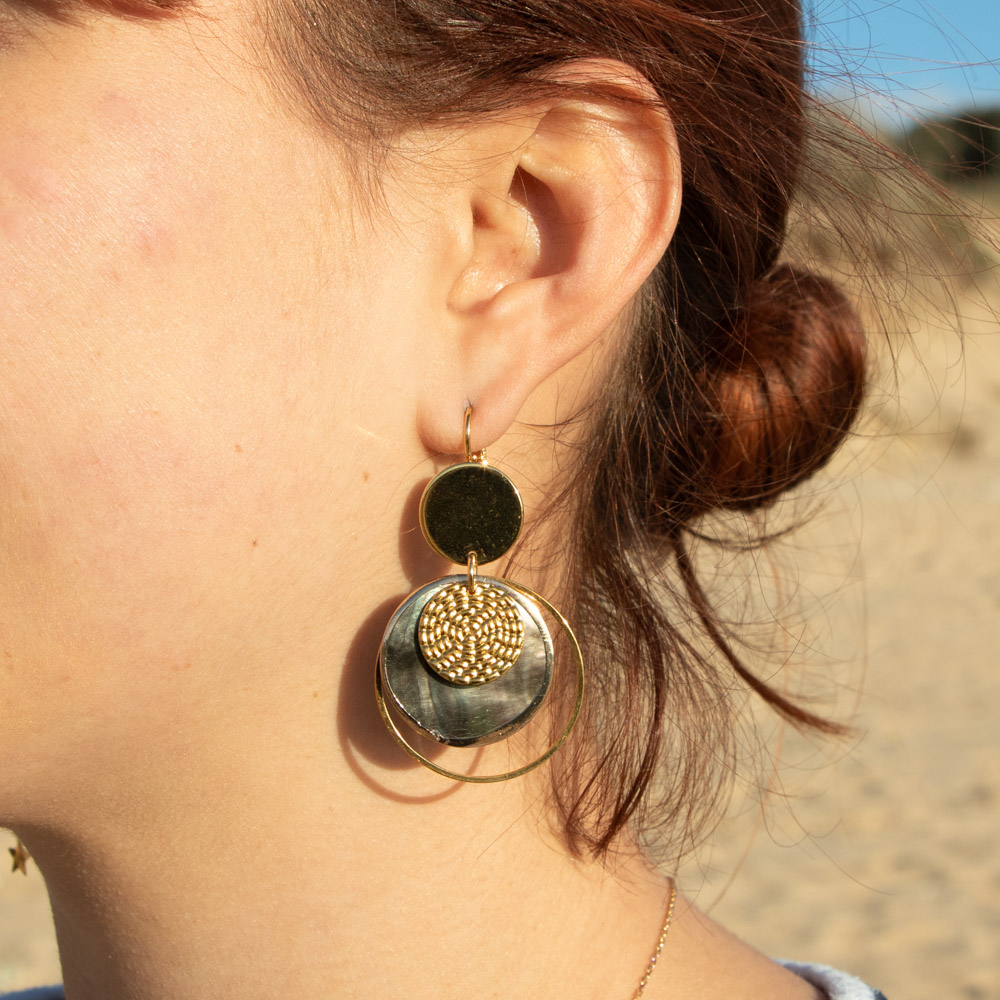 Boucles d'oreilles nacr et dor : Carissa - Retour de plage